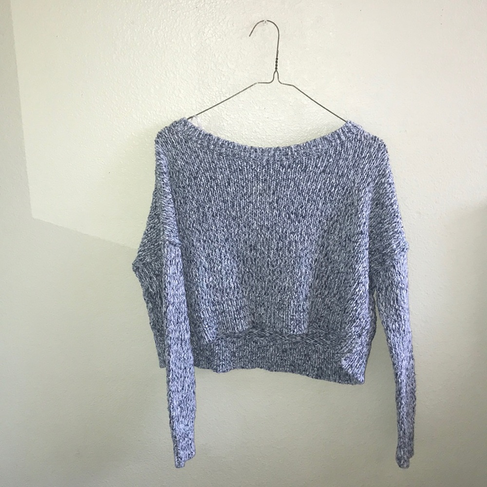 pale blue knitted  Hollister cropped sweater